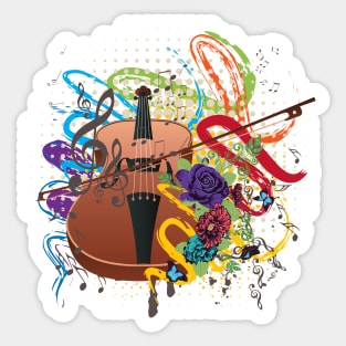 Grunge Violin Illustration Sticker